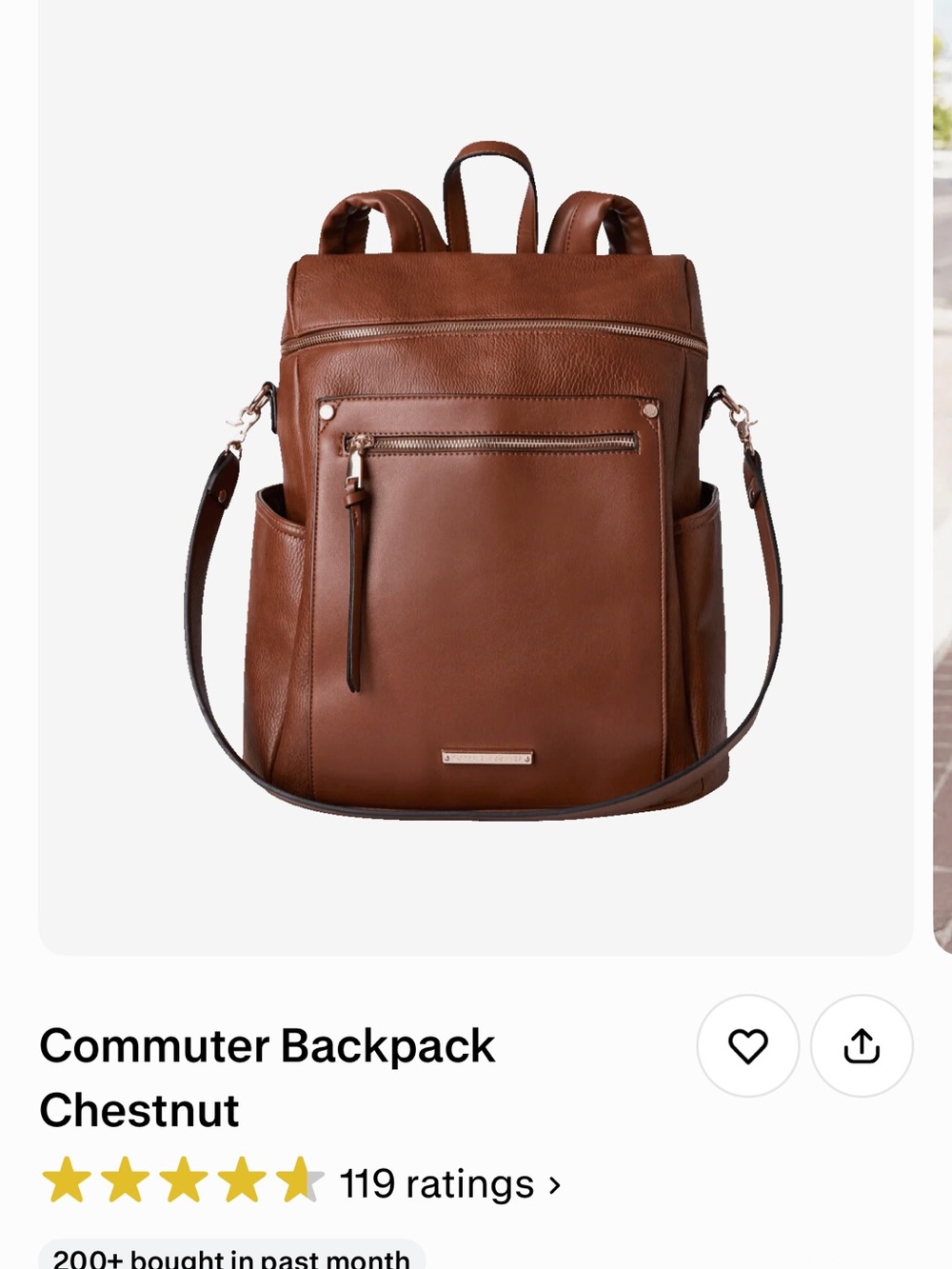 Poppy & Peonies Chestnut Leather Backpack - Brown